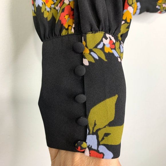 MODCLOTH 70s Inspired Chiffon Floral‎ Mock Neck Blouse Sz M - Picture 4 of 8